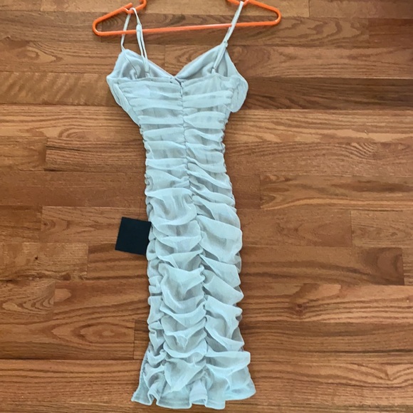 NWT Lulus Silver Ruched Mesh Bodycon Mini Dress. Size XS - Picture 5 of 5